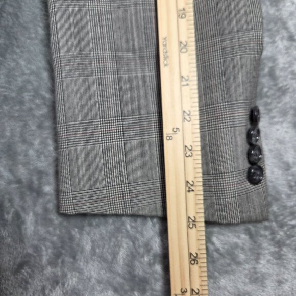 Vintage Hickey Freeman Sport Coat Mens 42R Gray Glen Plaid Wool Blazer Jacket - Picture 14 of 14